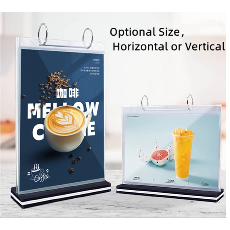 Acrylic Sign Holder,Table Card Multi-Page Flip Display 6 Pages-12 Sides,T