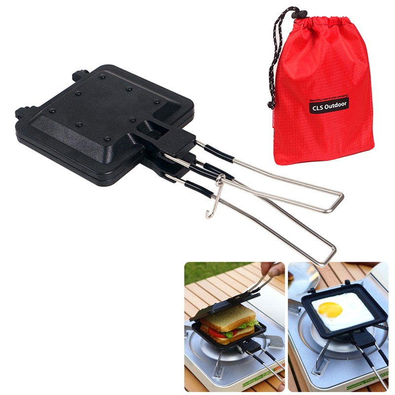 Outdoor Folding Handle Muffin Sandwich Baking Pan Multifunctional Camping Picnic