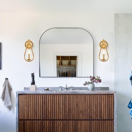 VANZARLA Rustic Wall Sconces Set of 2, Modern Farmhouse Sconces Wall Lighting, 1-Light Gold Wall Light Fixtures for Porch Entryway Hallway Bathroom Bedroom