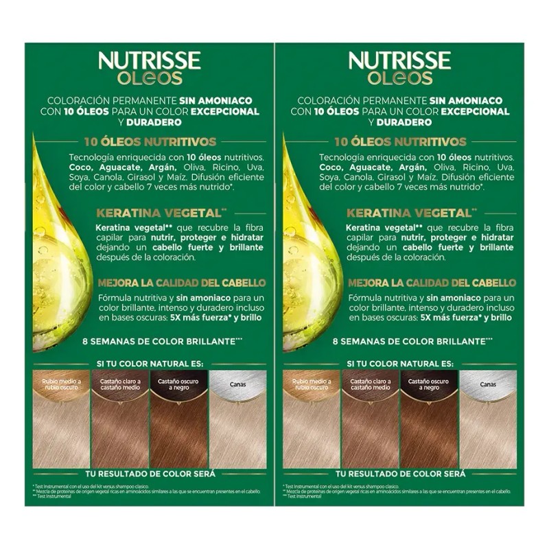 Pack x2 Tintes Permanente Garnier Nutrisse Oleos
