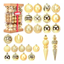 Holiday Time Set Esferas Oro Decorativas Navideñas 74 Piezas Navidad