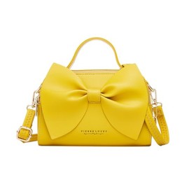 GDGZJJD Women's Shoulder Bag, Small Handbag, Luxury Genuine Leather, 3-Way Crossbody Bag, 3 Openings, Multiple Storage, Cute Bowknot, yellow