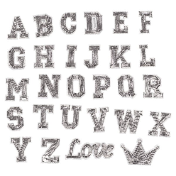 JIHUOO 28 Pieces Sequin Letters A-Z Alphabet Appliques Glitter Letters