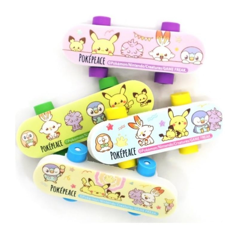 6 Count Pikachu Eraser Set, Fun Skateboard Erasers, Assorted Designs
