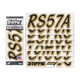 STIFFIE Whipline Black/Metallic Gold 3" Boat & PWC Registration Decals • Numbers Letters Stickers