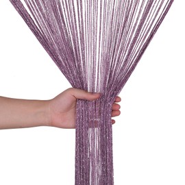 WedDecor Dark Purple String Curtains Glitter Fringe Panel Fly Screen Room Divider Tassel Curtain for Doors, Doorway, Windows, Home Décor, Event Decoration, (90cm x 200cm)