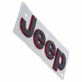 Mopar 18-25 JEEP WRANGLER JL GRAY W/RED OUTLINE FENDER NAMEPLATE BADGE EMBLEM