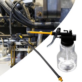 Ronyme Oil Can Transparent Hand Oil Can Manual Oiling Thumb Pump Tool Metal Spout Bottle High Pressure Oiler for with Rigid and Flexible Spout