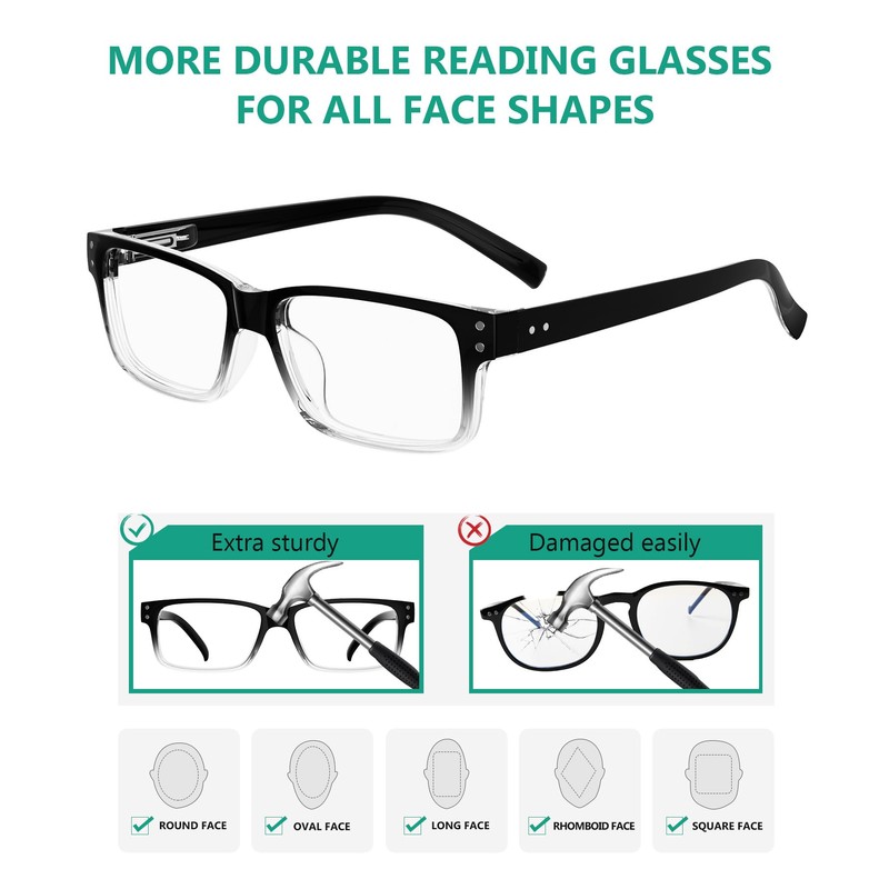 Eyekepper Vintage Reading Glasses for Men - 5 Pack Spring