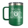 Malone Irish Coat of Arms Stainless Steel Green Travel Mug