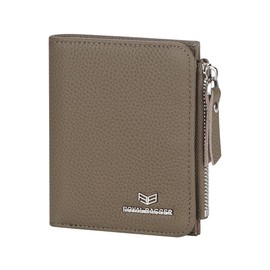 Royal Bagger RFID Blocking Genuine Leather Short Wallet for Women - Slim Bifold Coin Purse, Fashionable & Simple Design 3201 (Khaki)