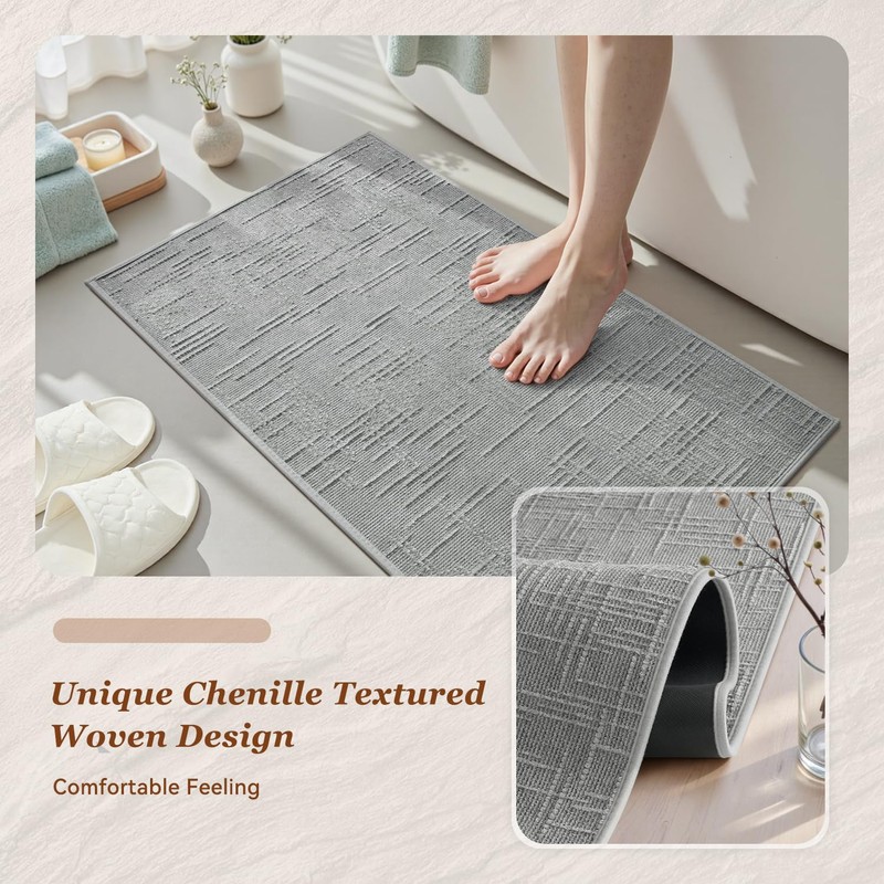 AMOAMI Bath Mat Non Slip Super Absorbent Quick Dry Bath