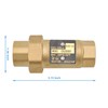 HYDRO MASTER Brass Dual Check Valve, 1/2" FNPT, Solid Brass,
