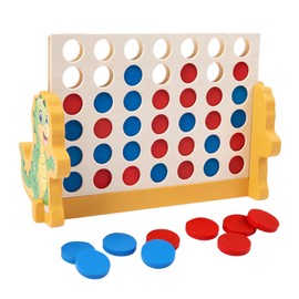 Fiyuer 4 Win Dinosaurs, Dino Four Wins Wood, 4 in A Row Vertical Board Game, Strategy Game for 2 Players, Educational Toy Gifts for Children