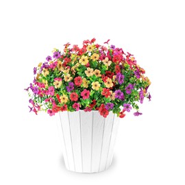 Artificial Flowers for Outdoors, Fake Faux Plants Outside Realistic Spring Summer Decor,8 Bundles Artificial Fake Silk Flowers UV Resistant for Home Porch Garden Patio Yard Decoration