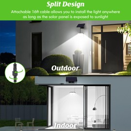 Solar Outdoor Lights, Motion Sensor Dusk to Dawn Wall Lights Waterproof, LED Outside Solar Powered Security Flood Light Fixtures 3 Modes with 16FT Cable for Front Door Porch Shed Barn Garage, 2 Packs