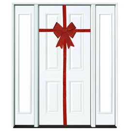 Bow with Ribbon Set Gift Wrap a Door Christmas, Holiday Decoration (Red, 14.17 X 18.89 inches)