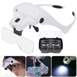 premiumwire Magnifying Glass Lens LED Light Lamp Visor Head Loupe Jeweler Headband Magnifier