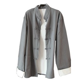 zooboo Mens Artes Marciales traje de Kung Fu chamarra Tang, Gris Claro