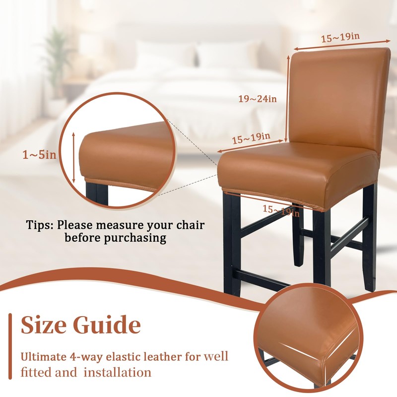 PU Leather Bar Stool Covers with Backs, Waterproof Bar Stool