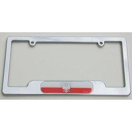 Poland. Polish Chrome Plated ABS License Plate Frame Dome Emblem Free caps