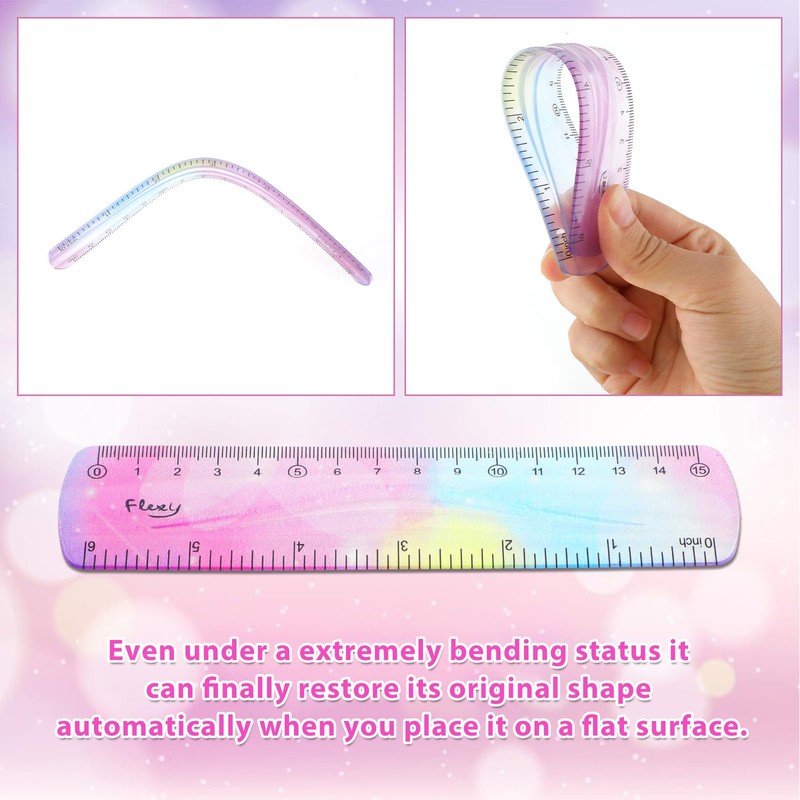 Mabor 2 Pcs Flexible Ruler, Small Ruler 6 inch/15cm-Draw Lines