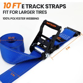 A ANTELOP 2" x 10FT Heavy Duty Wheel Chock Tie Down Kit, 4400lbs Break Strength Trailer Tire Straps System, ETrack Trailer Tire Straps for ATV, UTV, Mower (4 Pack)
