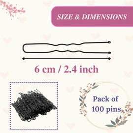 BeYOUtiholics Set of 100 premium U-shaped hair pins, measuring 6cm/2.4 inches, perfect for women, girls, and hairdressers. with a clear storage box and is suitable for all hair types(Black) (100 Pins)