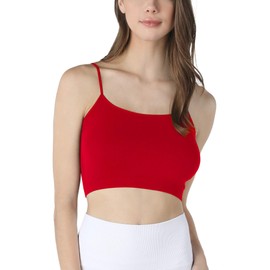 NIKIBIKI Women Seamless Classic Crop Top Bralette, Made in U.S.A, One Size (Red)