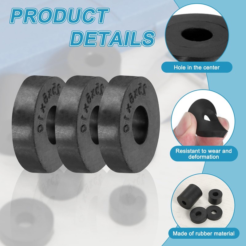 uxcell 48 Pcs Rubber Spacers 25mm OD x 10mm ID