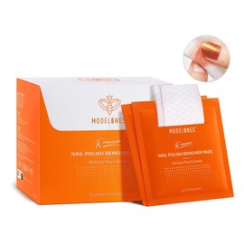 Modelones Nail Polish Remover Pads, Acetone Nail Polish Remover Wipes 50 PCS Professional Individually Wrapped Wet Wipes Easily & Quickly Lemon Smell Glycerin Moisturizing Big Size Portable
