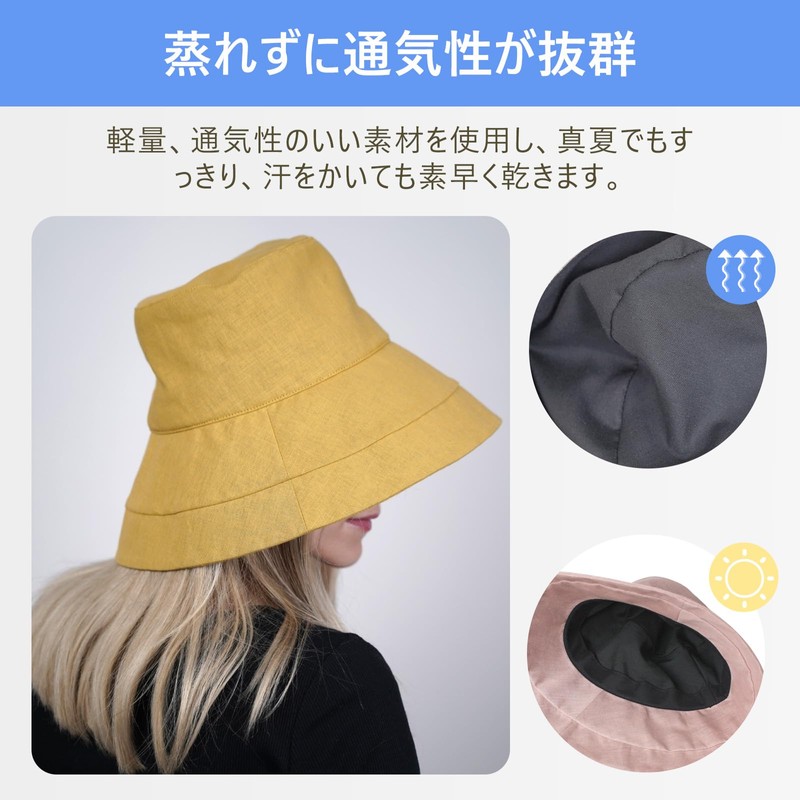 Sunrenin Women's UV Protection Hat, Cotton, Linen, Sweat Absorbent, Quick