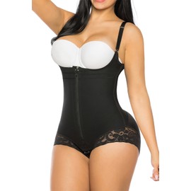 YIANNA Shapewear for Women Tummy Control Fajas Colombianas Open Bust Body Shaper Slimmer Bodysuit Black,YA7200-Black-2XL