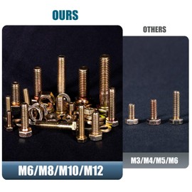 Surtido de 700 tornillos métricos, M6 M8 M10 M12, grado 8.8 resistente, chapado en zinc amarillo, 10-50 mm de longitud, kit de pernos y tuercas