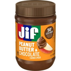 Jif Peanut Butter & Chocolate, Less Sugar, Thick & Creamy 15 Ounce