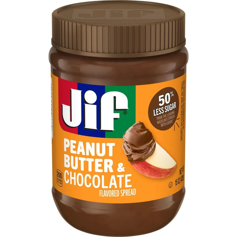 Jif Peanut Butter & Chocolate, Less Sugar, Thick & Creamy