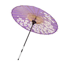 THY COLLECTIBLES Classic Chinese Art Asian Style 33" Paper Parasol Umbrella with Long Handle Flower Print for Wedding Parties, Photography, Costumes, Cosplay, Decoration And Events (Purple)