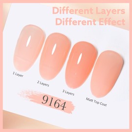 CANNI Jelly Clear Pink Gel Nail Polish, 1Pcs Jelly Nude Pink Gel Polish Sheer Clear Light Pink Gel Polish Translucent Color Nail Polish Gel Soak Off U V Gel Nail French Nail Manicure Salon DIY