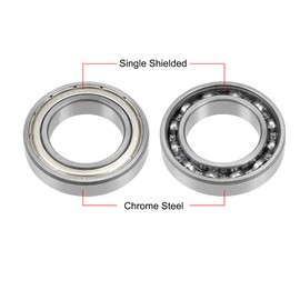 uxcell 6905Z Deep Groove Ball Bearing 25x42x9mm Single Shielded GCr15 Steel Bearings 1-Pack