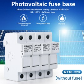 DEWIN Solar PV Fuse Holder, Solar Photovoltaic Fuse Holder, 4 Pack Fuse Base Without Light RT18-32X 1P DC1000V 10x38mm DIN Rail Mount