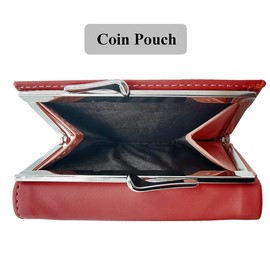 Spldsun Small Wallet, Slim Wallet with Coin Pocket, Wallet with Card Slots, Store and Protect ID, Credit Cards, Money, Photos (Red)