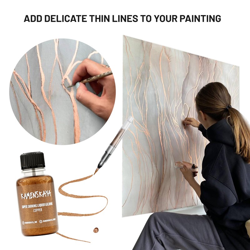 KAMENSKAYA Liquid Silver Leaf Paint: Alcohol Based Fast Drying Silver