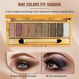 CharmBurst 9 Colours Glitter Eyeshadow Palette Makeup Set Shimmer Glitter Eyeshadow Palette Diamond Shine Makeup Shiny Sparkling Highly Pigmented Waterproof Long Lasting