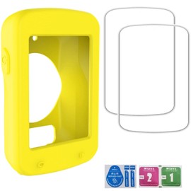 FTTYUHU Silicone Protector Case for Garmin Edge 820 Tempered Glass Screen Protector Bicycle Computer Cycling Protective Cases Cover Bumper Anti-Collision Soft Shell (Pack of 2+1)
