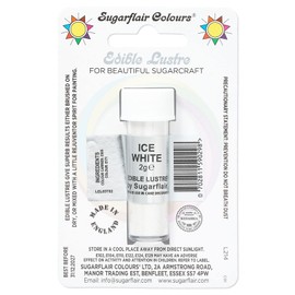 Sugarflair Ice White Edible Lustre Dust, Add a Lustrous Shine to Cakes or Decorations. Brush On or Add Rejuvenator to Create Eye-Catching Edible Paint, Gives Shine to Your Bakes - 2g