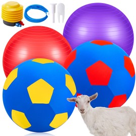 4 Pcs 2 Set Goat Ball Toy with Covers Anti Burst Training Toy with Inflator Pump Goat Balls for Play Yoga Outdoor Entertainment(Red and Purple,18inch)