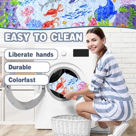 FFXQCTFF Kids Bath Mat Non Slip,40"x16"Bath Tub Mat Non Slip Machine Washable Anti Slip Mat for Bathtub Bath Mats for Bathtub with Drain Holes &Suction Cups(Blue Whale)