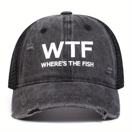 Unisex WTF Letter Print Wash Baseball Mesh Cap Outdoor Sport Adjustable Sunscreen Leisure Hat Spring Autumn Travel Tourism Beach Vacation - Color: khaki