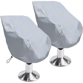Skyour Outdoor Boat Seat Cover Waterproof Dustproof Dustproof for Pedestal Pontoon Captain Boat Bench Chair Seat Cover for Helmet Chair Protective Cover (65 x 65 x 119.4 cm, 2 Pieces, Grey)