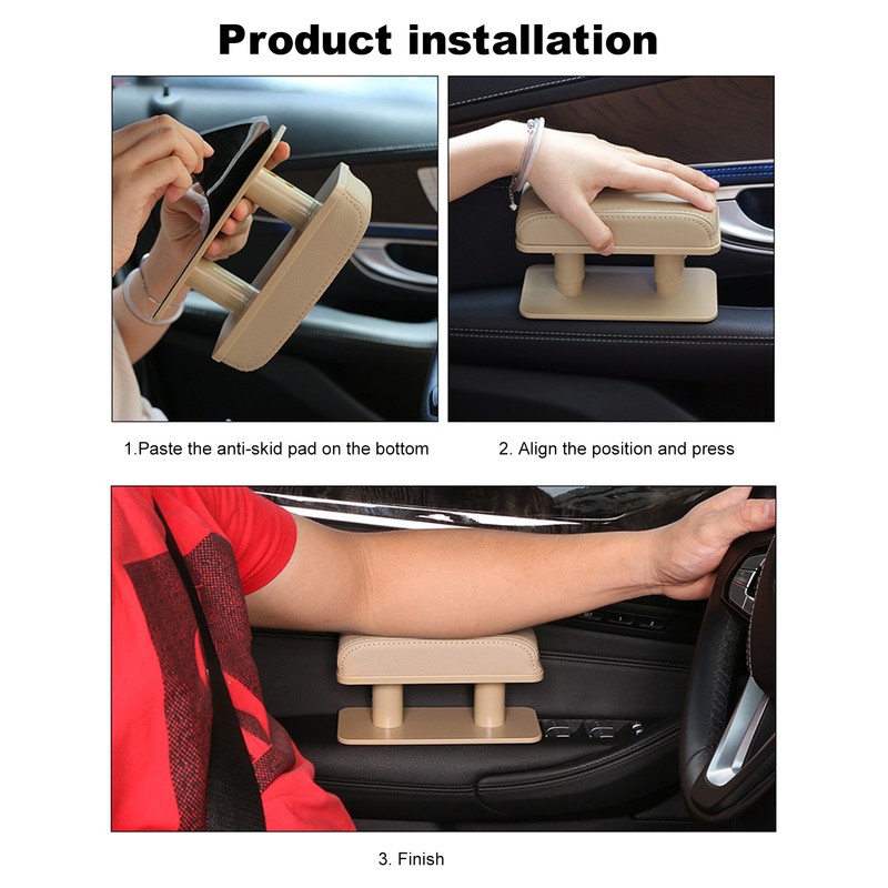 Car Armrest Left Elbow Support Leather Arm Rest Pads Adjustable